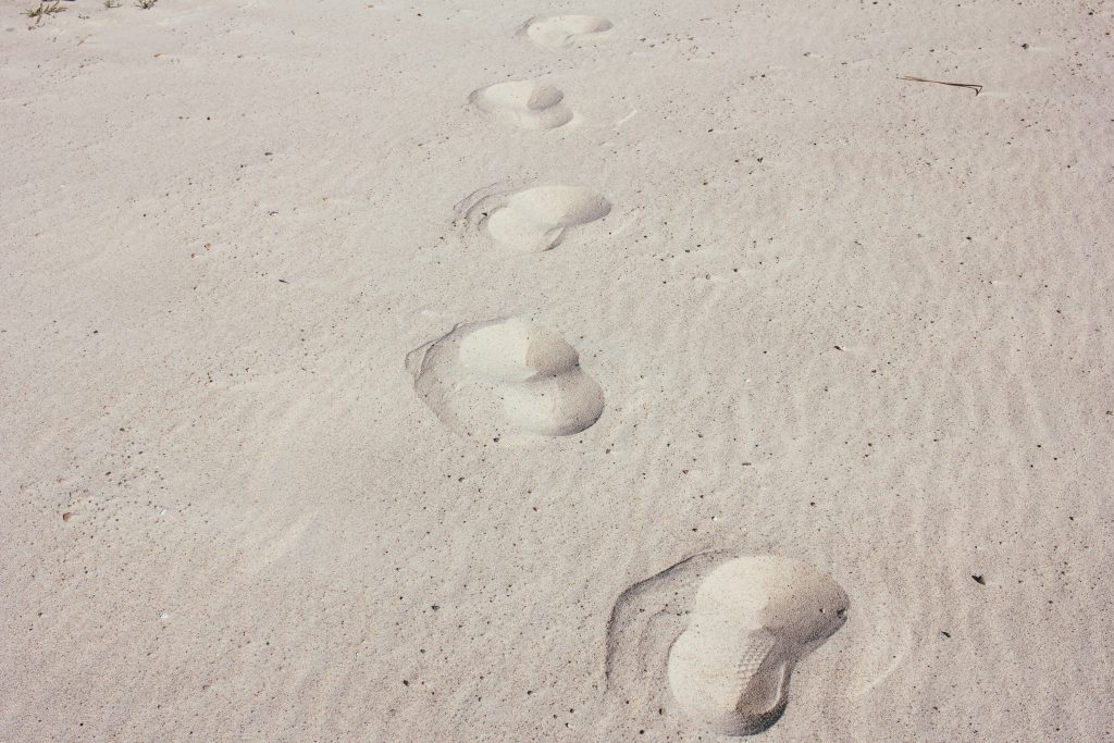 Footsteps in the sand - free stock photo