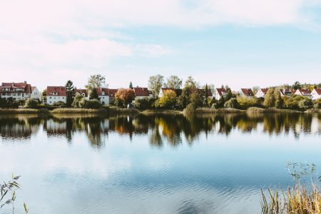Apartment complex by the lake - free stock photo