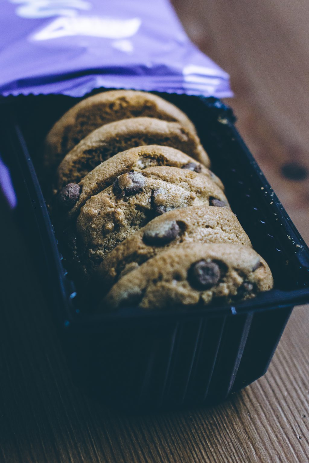 Chocolate chip cookies in a box - free stock photo