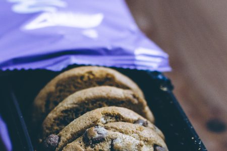 Chocolate chip cookies in a box - free stock photo