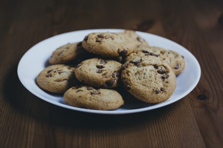 Chocolate chip cookies on a plate 2 - free stock photo