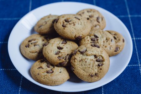 Chocolate chip cookies on a plate 3 - free stock photo