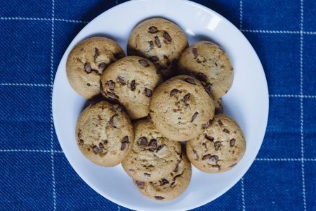 Chocolate chip cookies on a plate 4 - free stock photo