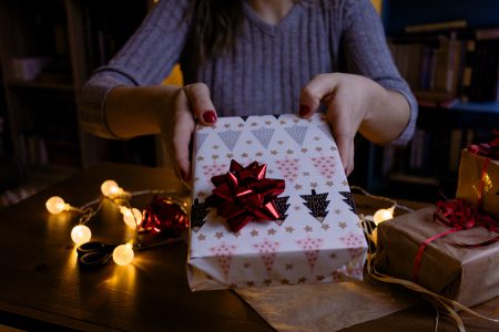 A female holding a christmas gift 2 - free stock photo