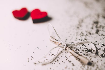 Tiny letter and wooden hearts 4 - free stock photo