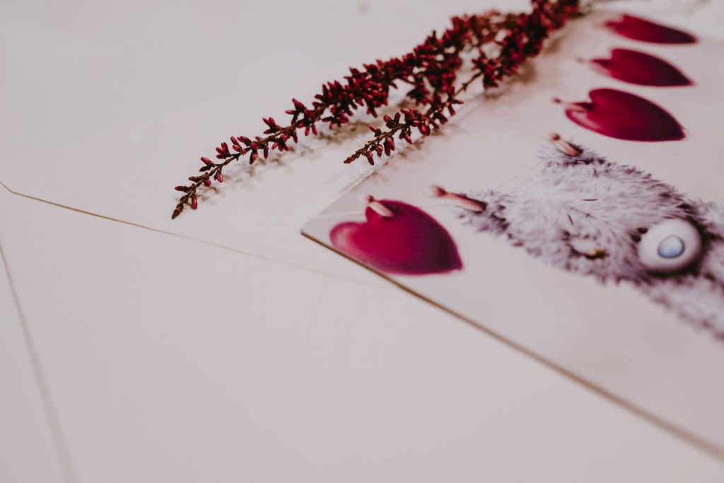 Valentines card with teddy bear - free stock photo