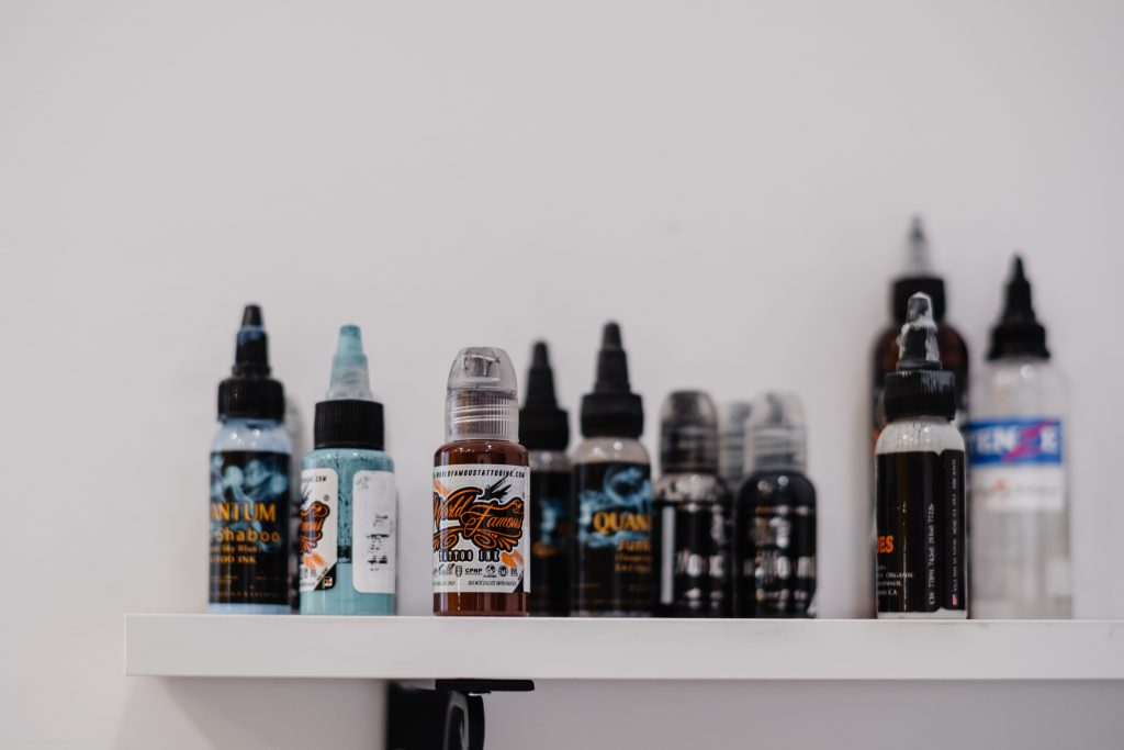 Tattoo ink bottles - free stock photo