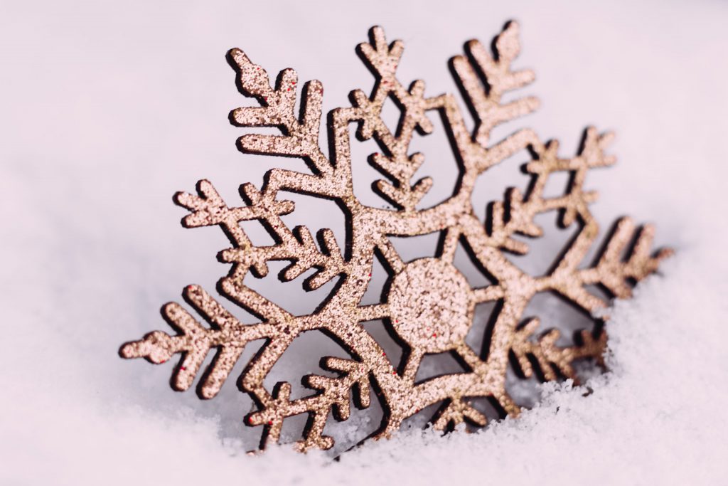 Gold glitter snowflake - free stock photo