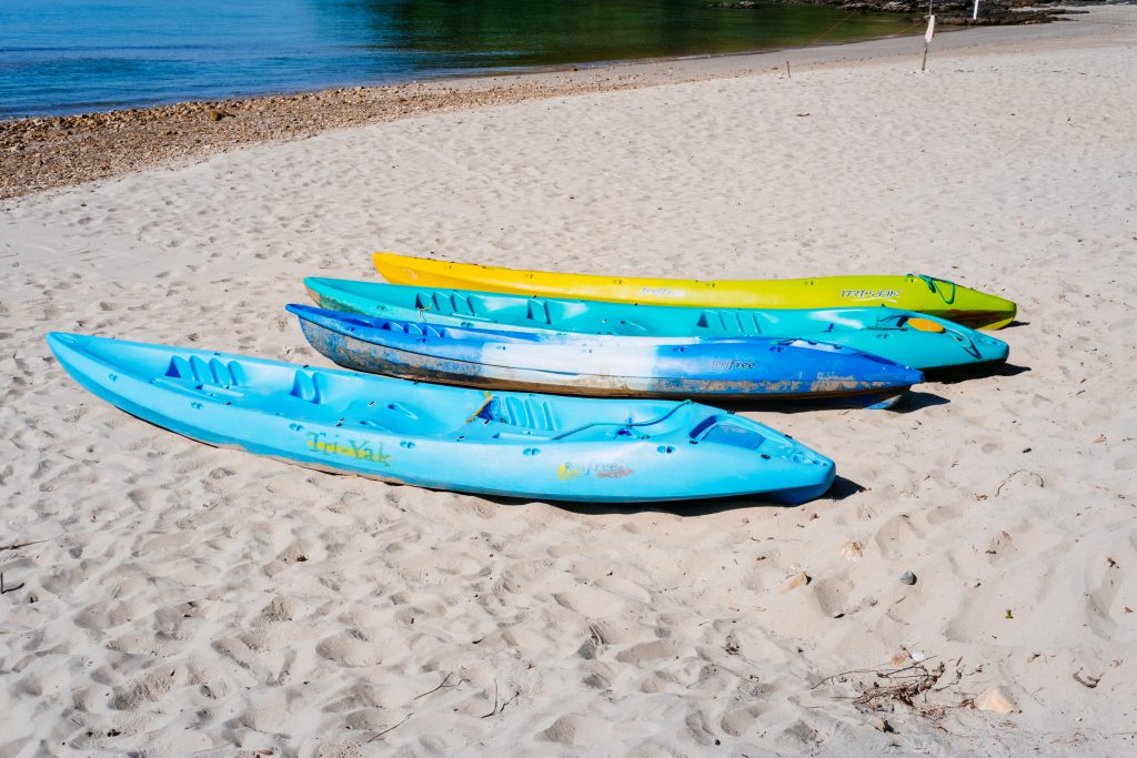 Canoes on a sandy beach - free stock photo