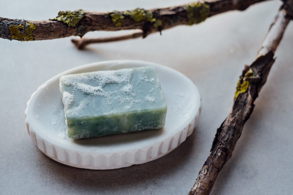 Mint handmade soap bar foam - free stock photo