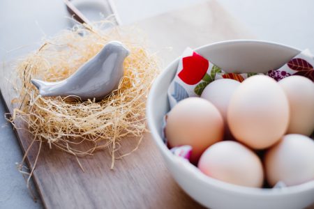 Ceramic bird in a nest and plain eggs 2 - free stock photo
