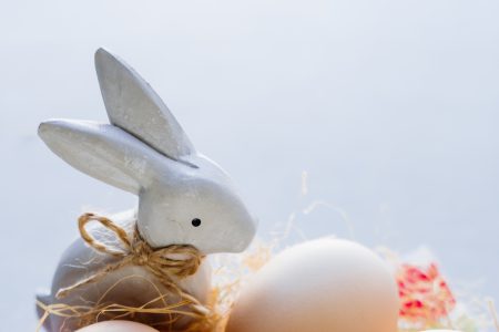 Ceramic Easter Bunny and plain eggs - free stock photo