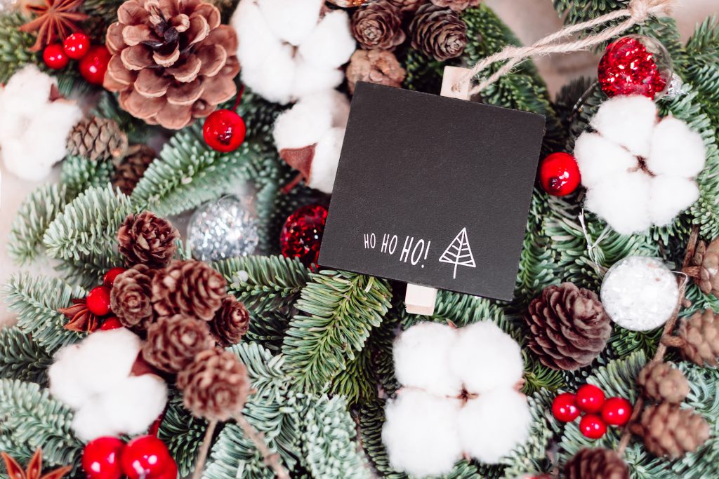 Christmas spruce decoration with a blackboard clamp 5 - free stock photo