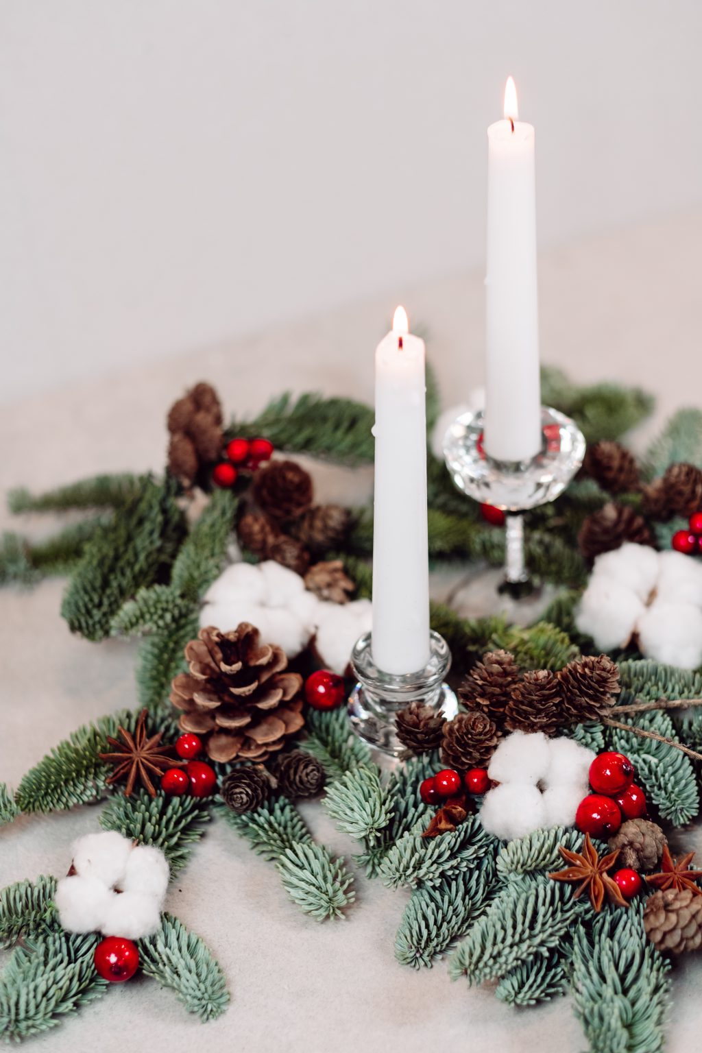 Christmas spruce decoration with candles 2 - free stock photo