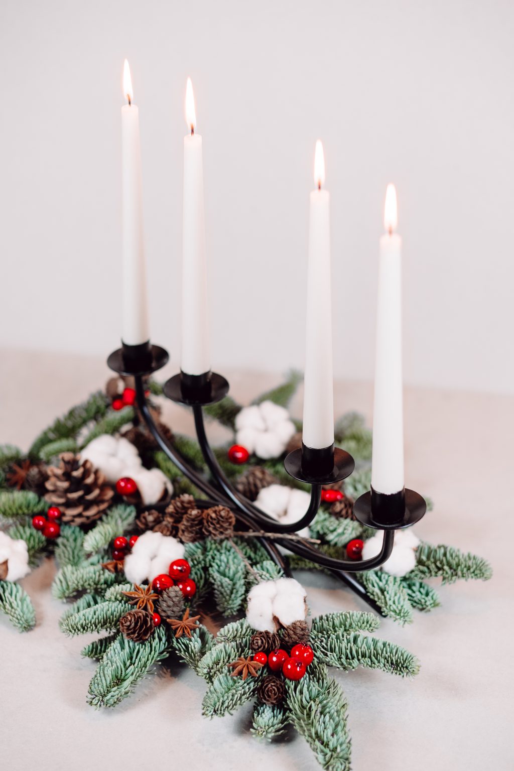 Christmas spruce decoration with candles 4 - free stock photo