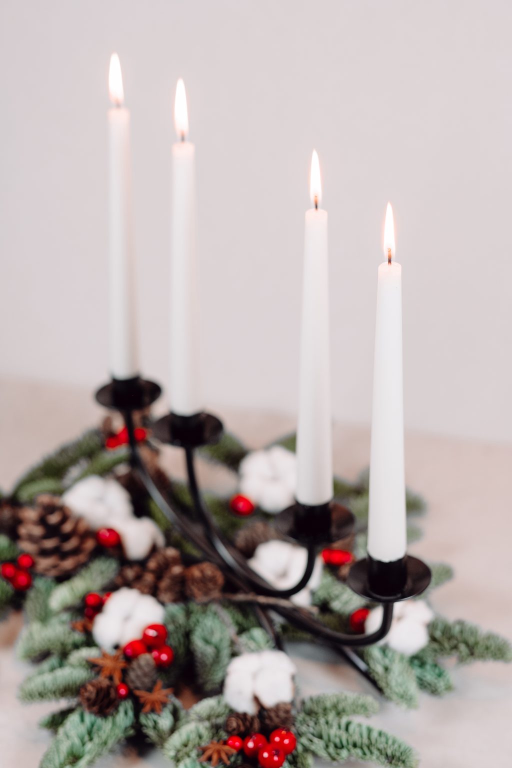Christmas spruce decoration with candles 5 - free stock photo