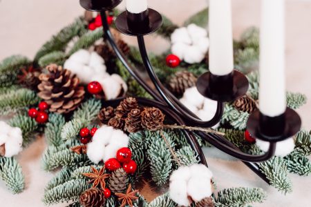 Christmas spruce decoration with candles 6 - free stock photo