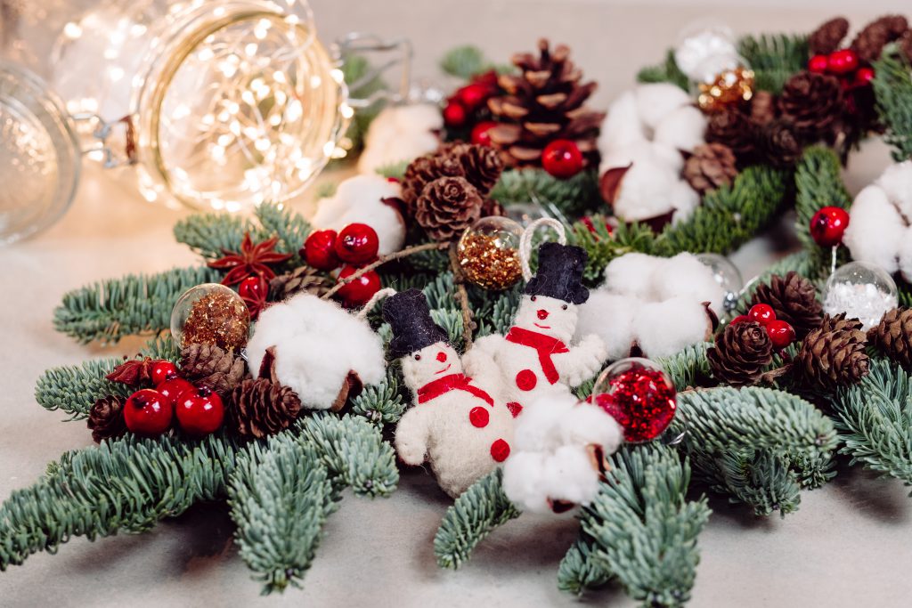 Christmas spruce decoration with lights in a jar 2 - free stock photo