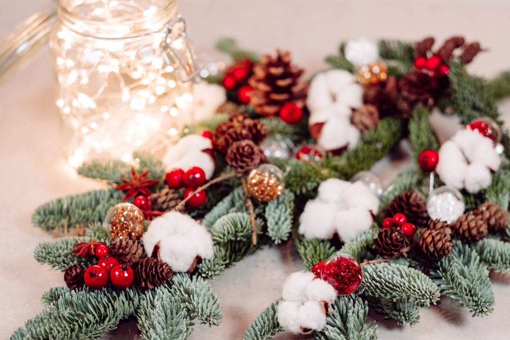 Christmas spruce decoration with lights in a jar 3 - free stock photo