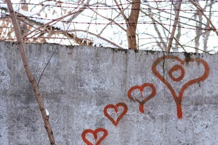 Hearts graffiti on the wall on a winter afternoon 2 - free stock photo