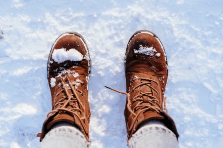 Snow covered shoes 2 - free stock photo