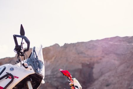 Two motorbikes at a sand quarry details 2 - free stock photo