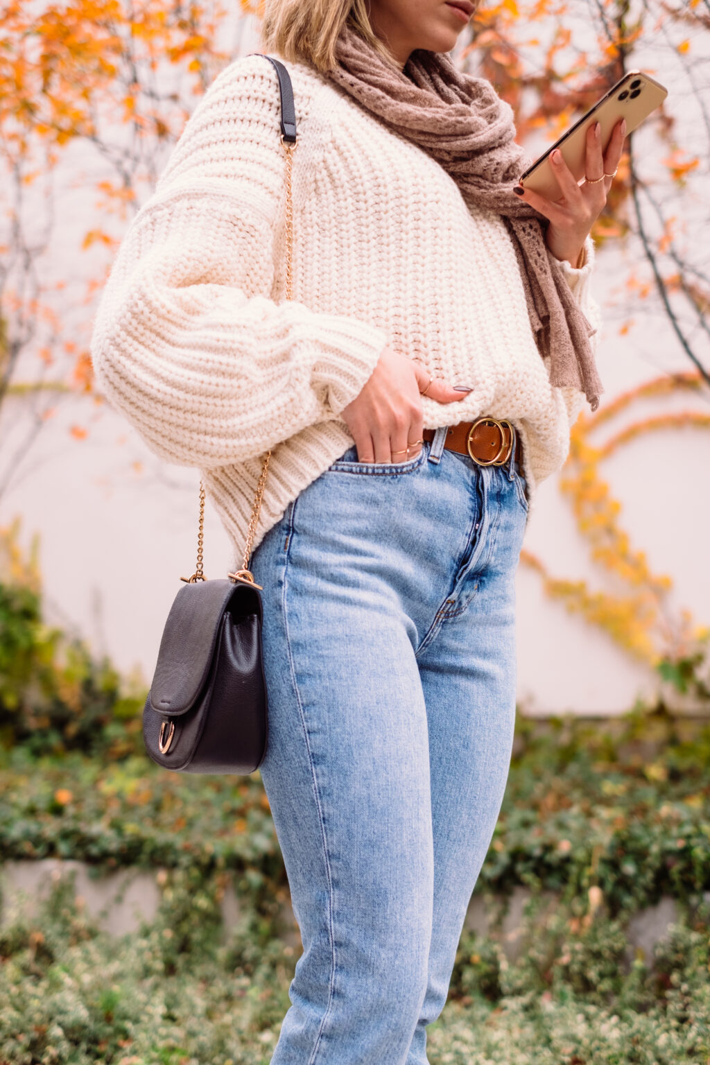 Female holding her phone on an autumn day closeup 3 - free stock photo