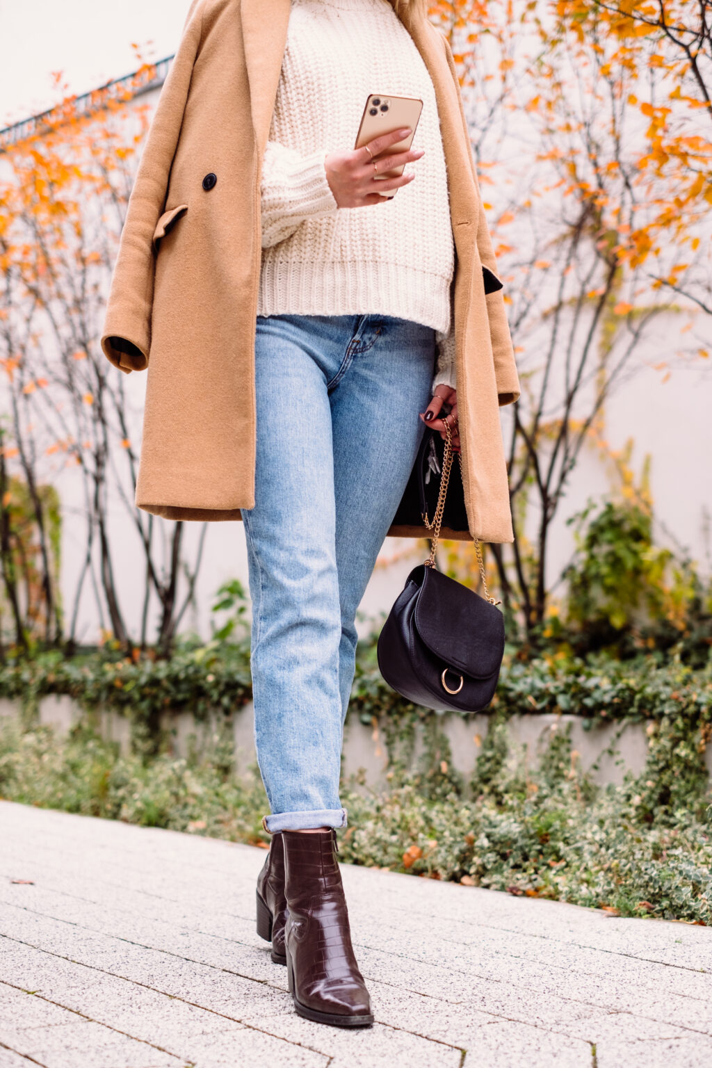 Female holding her phone on an autumn day 4 - free stock photo