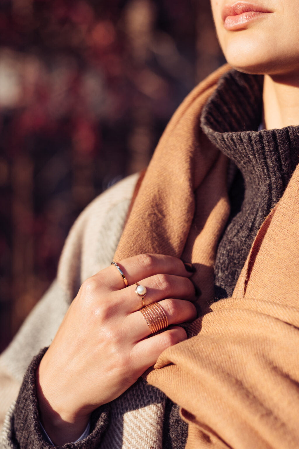 Female wearing a coat on a sunny autumn afternoon closeup 4 - free stock photo