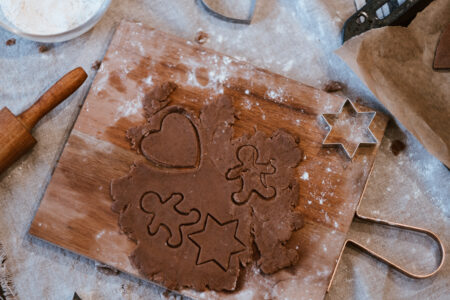 Cutting out gingerbread Christmas biscuits 13 - free stock photo
