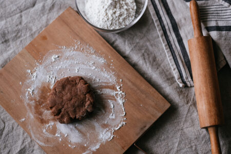 Gingerbread dough on a wooden cutting board - free stock photo