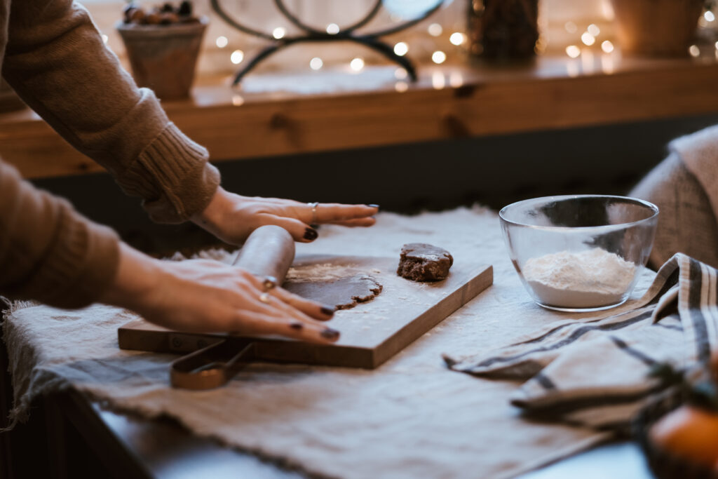 Rolling out gingerbread dough 2 - free stock photo