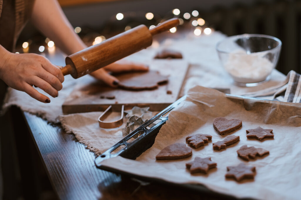 Rolling out gingerbread dough 3 - free stock photo