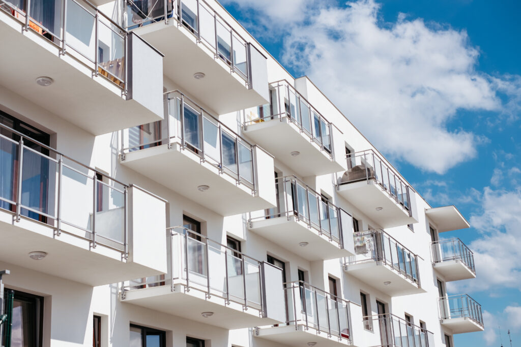 Modern white block of flats - free stock photo